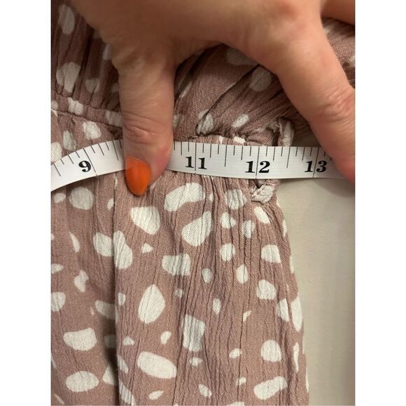 Pink Lily Polka Dot Romper Size S Taupe GUC - Picture 9 of 12
